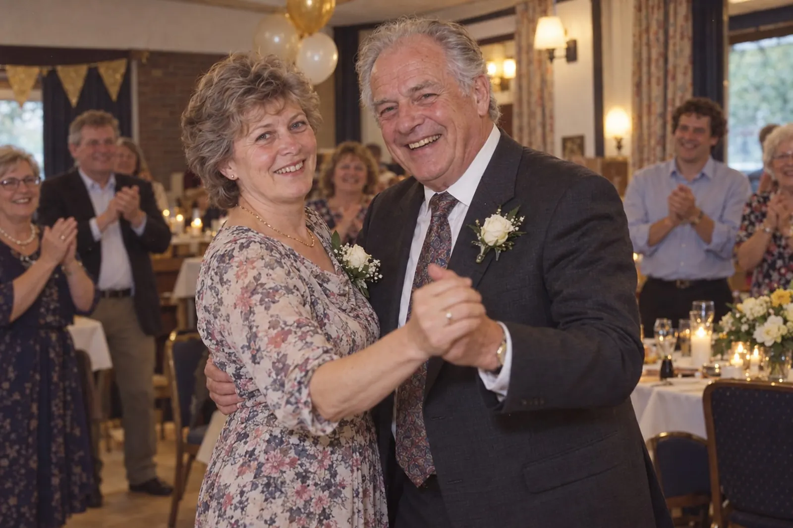 Joke en Kees dansen op hun gouden bruiloft, juni 2016