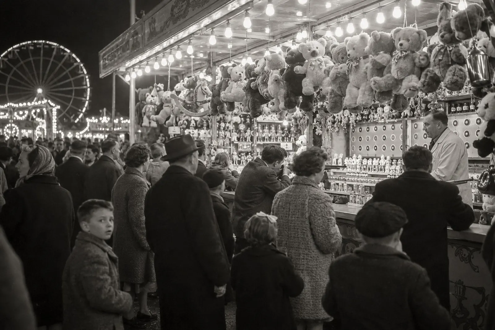 Drukke kermis in de jaren zestig, avond
